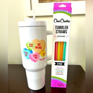 Sweethearts 40 oz Tumbler with Glitter Straw Set